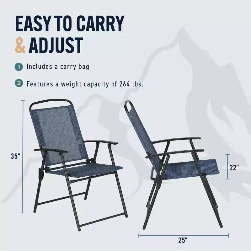 Ensemble 3 pièces de chaises pliantes et table de patio extérieur Trappers Peak, bleu