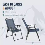 Ensemble 3 pièces de chaises pliantes et table de patio extérieur Trappers Peak, bleu