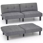 Costway Convertible Folding Futon Sofa Bed with 6-Position Adjustable Backrest Cushion