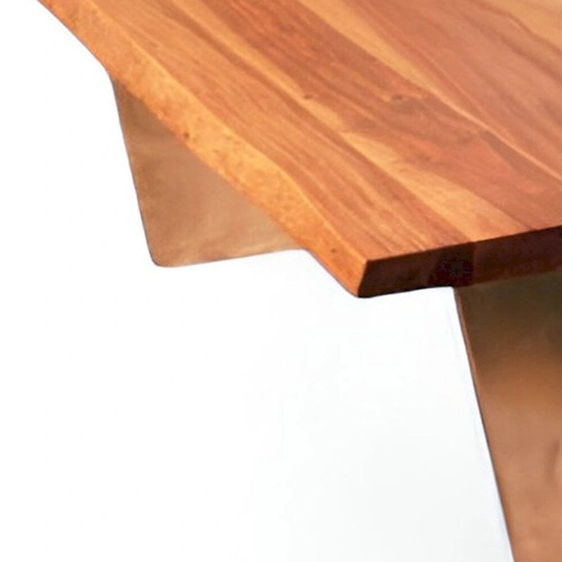 Tavolino da caffè con bordo naturale in legno di mango