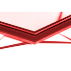 Tavolino moderno ottagonale in vetro con base geometrica in metallo