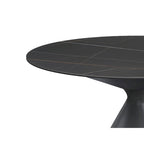 Tavolo da pranzo rotondo con piano in ceramica e base a piedistallo in acciaio
