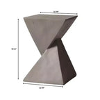 Table d'appoint de patio sablier sculptural LeisureMod Glint, table d'appoint moderne carrée en pierre de fibre pour l'intérieur et l'extérieur pour le salon, le bureau ou le jardin