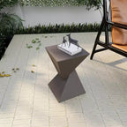 Table d'appoint de patio sablier sculptural LeisureMod Glint, table d'appoint moderne carrée en pierre de fibre pour l'intérieur et l'extérieur pour le salon, le bureau ou le jardin