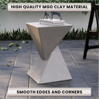 Table d'appoint de patio sablier sculptural LeisureMod Glint, table d'appoint moderne carrée en pierre de fibre pour l'intérieur et l'extérieur pour le salon, le bureau ou le jardin