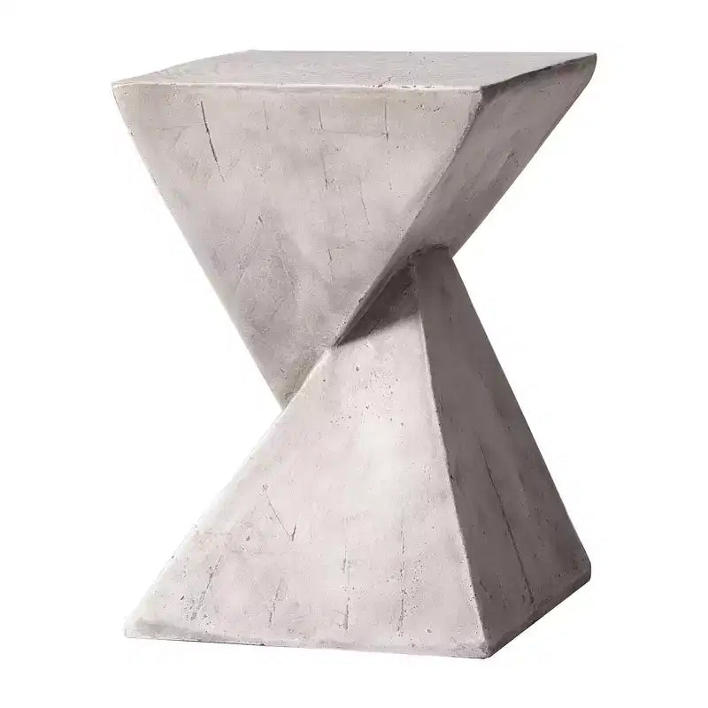 Table d'appoint de patio sablier sculptural LeisureMod Glint, table d'appoint moderne carrée en pierre de fibre pour l'intérieur et l'extérieur pour le salon, le bureau ou le jardin
