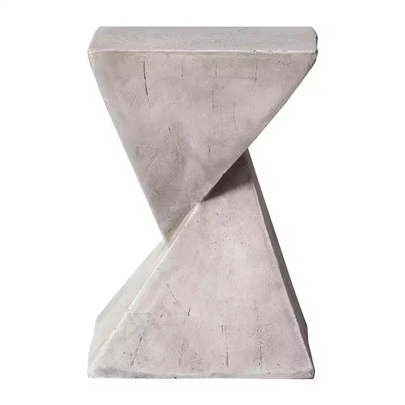 Table d'appoint de patio sablier sculptural LeisureMod Glint, table d'appoint moderne carrée en pierre de fibre pour l'intérieur et l'extérieur pour le salon, le bureau ou le jardin