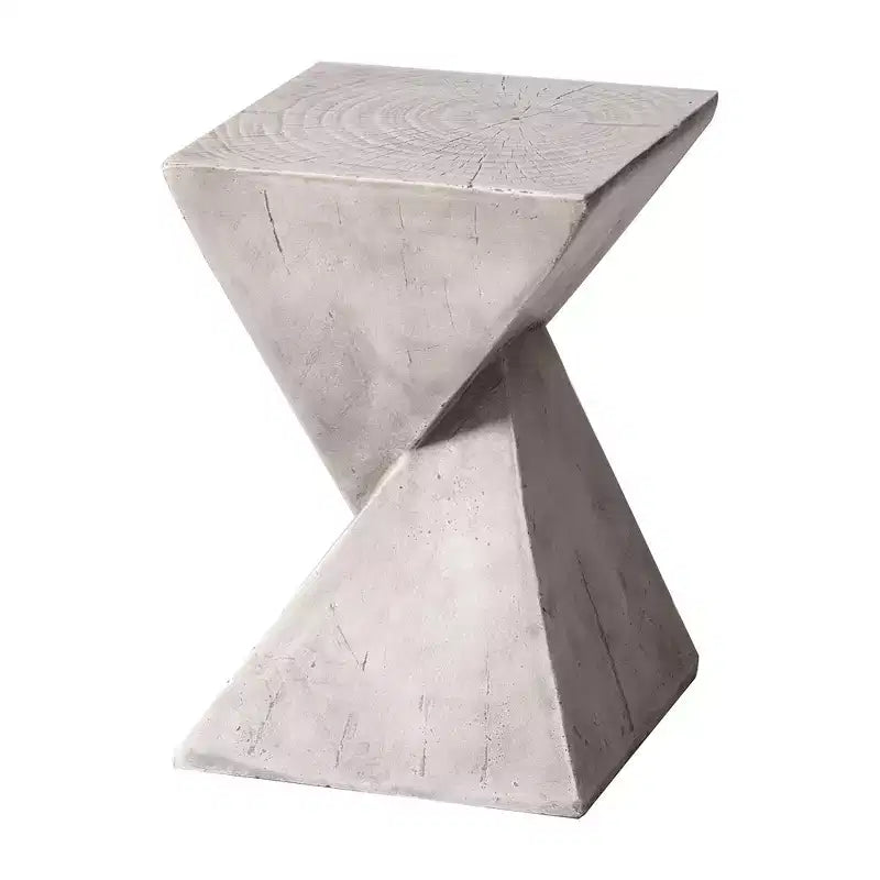 Table d'appoint de patio sablier sculptural LeisureMod Glint, table d'appoint moderne carrée en pierre de fibre pour l'intérieur et l'extérieur pour le salon, le bureau ou le jardin