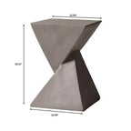 Table d'appoint de patio sablier sculptural LeisureMod Glint, table d'appoint moderne carrée en pierre de fibre pour l'intérieur et l'extérieur pour le salon, le bureau ou le jardin