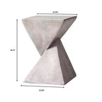 Table d'appoint de patio sablier sculptural LeisureMod Glint, table d'appoint moderne carrée en pierre de fibre pour l'intérieur et l'extérieur pour le salon, le bureau ou le jardin
