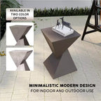 Table d'appoint de patio sablier sculptural LeisureMod Glint, table d'appoint moderne carrée en pierre de fibre pour l'intérieur et l'extérieur pour le salon, le bureau ou le jardin