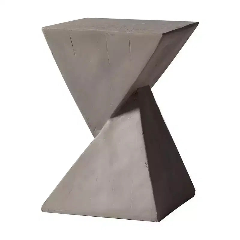 Table d'appoint de patio sablier sculptural LeisureMod Glint, table d'appoint moderne carrée en pierre de fibre pour l'intérieur et l'extérieur pour le salon, le bureau ou le jardin