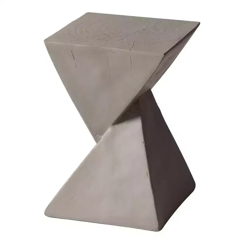 Table d'appoint de patio sablier sculptural LeisureMod Glint, table d'appoint moderne carrée en pierre de fibre pour l'intérieur et l'extérieur pour le salon, le bureau ou le jardin