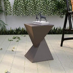 LeisureMod Glint Sculptural Hourglass Patio Side Table, Modern Square Fiberstone Indoor and Outdoor Accent Table for Living Room, Office, or Garden