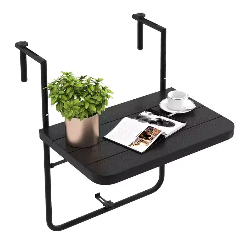 Costway Folding Hanging Table Outdoor Railing Table with 3-Level Adjustable Height