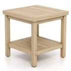 Costway 1/2 PCS Table d'appoint d'extérieur à 2 niveaux, Table d'appoint en bois de teck avec étagère de rangement Naturel