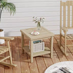 Costway 1/2 PCS Table d'appoint d'extérieur à 2 niveaux, Table d'appoint en bois de teck avec étagère de rangement Naturel