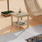 Costway 1/2 PCS Table d'appoint d'extérieur à 2 niveaux, Table d'appoint en bois de teck avec étagère de rangement Naturel
