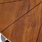 Tavolino da Salotto Rotondo Boho in Legno di Mango con Base in Metallo