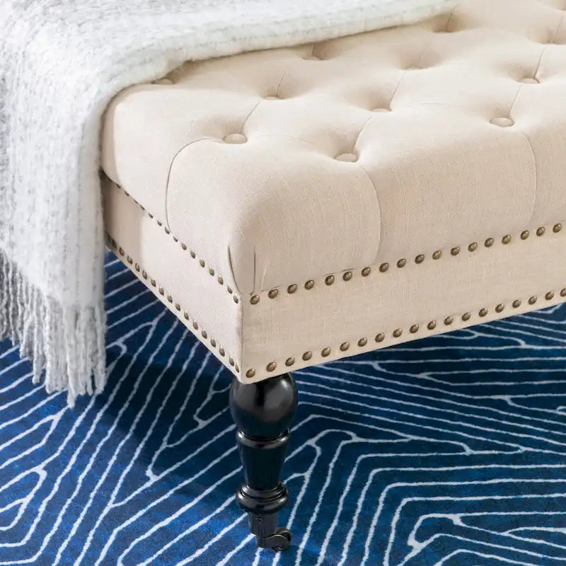 Pouf quadrato trapuntato naturale
