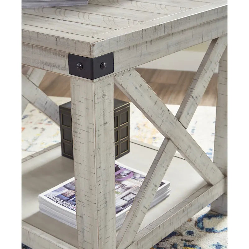Tavolino rustico rettangolare in stile rustico - 24W x 26D x 25H