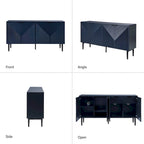 Madia moderna a 4 ante da 160 cm con portabottiglie e gambe in metallo