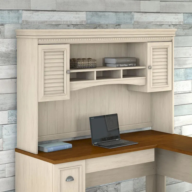 Mobile contenitore da 60 pollici per scrivania a L con design in stile rustico