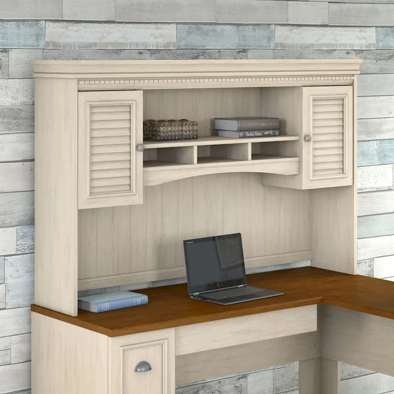 Mobile contenitore da 60 pollici per scrivania a L con design in stile rustico