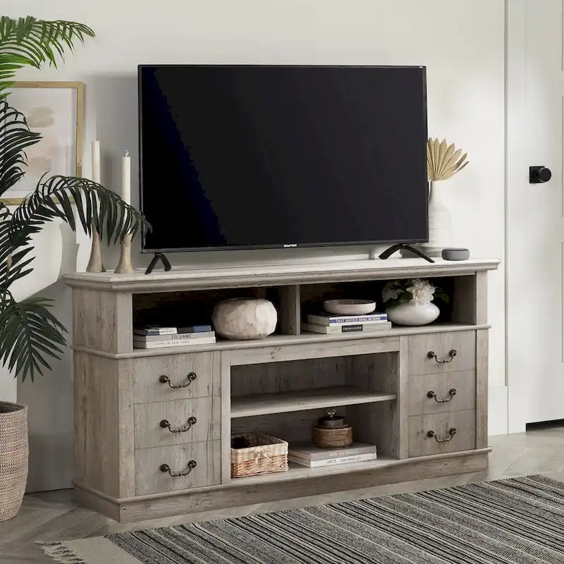 Mobile porta TV da 60W con 2 armadietti e ripiani aperti (60L x 15.75P x 34.25A pollici)