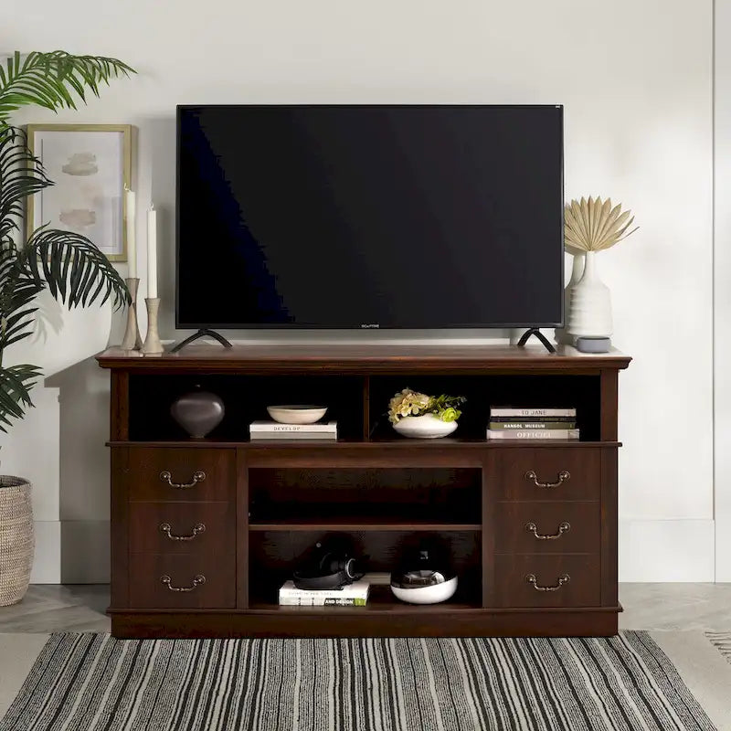 Mobile porta TV da 60W con 2 armadietti e ripiani aperti (60L x 15.75P x 34.25A pollici)