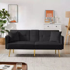 Divano letto futon convertibile da 69,2" con 2 cuscini, divanetto futon con schienale regolabile, divano futon in velluto per camera degli ospiti e soggiorno