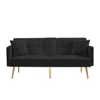 Divano letto futon convertibile da 69,2" con 2 cuscini, divanetto futon con schienale regolabile, divano futon in velluto per camera degli ospiti e soggiorno