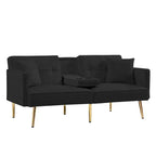 Divano letto futon convertibile da 69,2" con 2 cuscini, divanetto futon con schienale regolabile, divano futon in velluto per camera degli ospiti e soggiorno