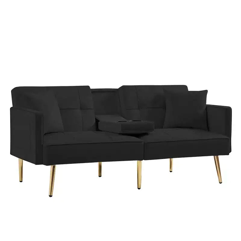 Divano letto futon convertibile da 69,2" con 2 cuscini, divanetto futon con schienale regolabile, divano futon in velluto per camera degli ospiti e soggiorno