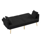 Divano letto futon convertibile da 69,2" con 2 cuscini, divanetto futon con schienale regolabile, divano futon in velluto per camera degli ospiti e soggiorno
