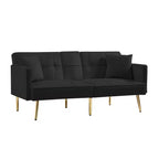 Divano letto futon convertibile da 69,2" con 2 cuscini, divanetto futon con schienale regolabile, divano futon in velluto per camera degli ospiti e soggiorno
