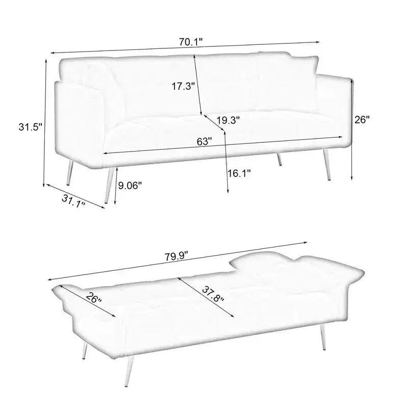Divano letto convertibile WhizMax, divano futon convertibile rivestito in velluto, divano letto pieghevole, letto per gli ospiti per soggiorno e camera da letto