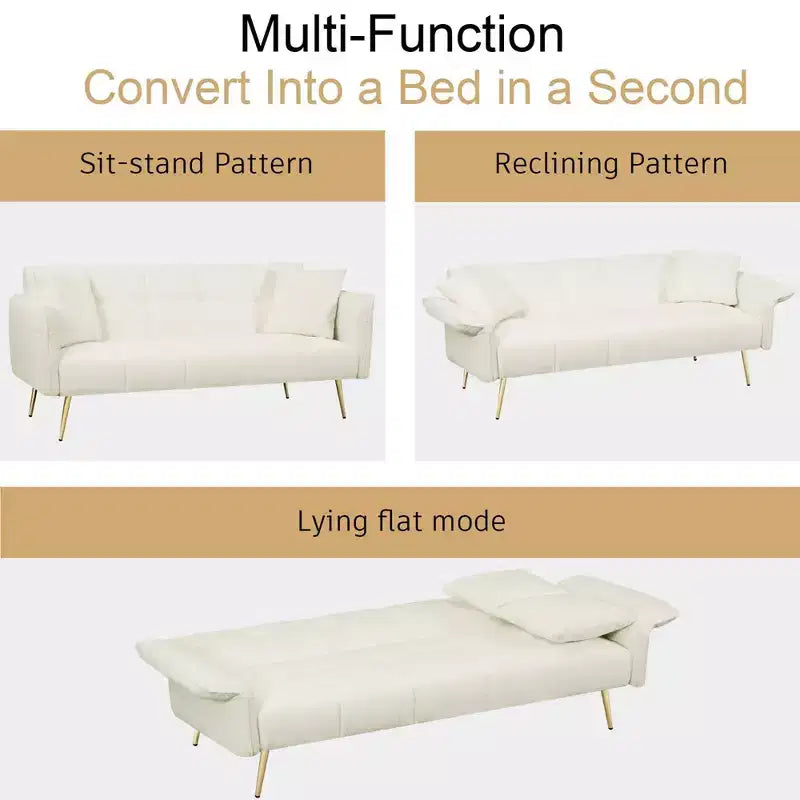Divano letto convertibile WhizMax, divano futon convertibile rivestito in velluto, divano letto pieghevole, letto per gli ospiti per soggiorno e camera da letto