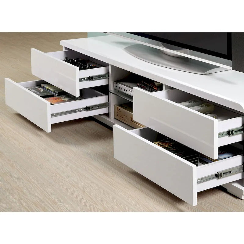 Mobile TV con 4 cassetti e ripiani aperti
