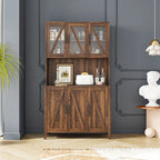 Large Kitchen Pantry Storage Cabinet with Glass Doors