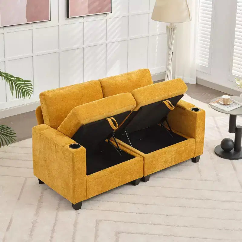 Causeuse de réception Hyleory en chenille rembourrée avec rangement pour salon ou chambre à coucher