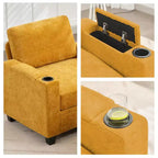 Causeuse de réception Hyleory en chenille rembourrée avec rangement pour salon ou chambre à coucher