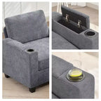 Causeuse de réception Hyleory en chenille rembourrée avec rangement pour salon ou chambre à coucher