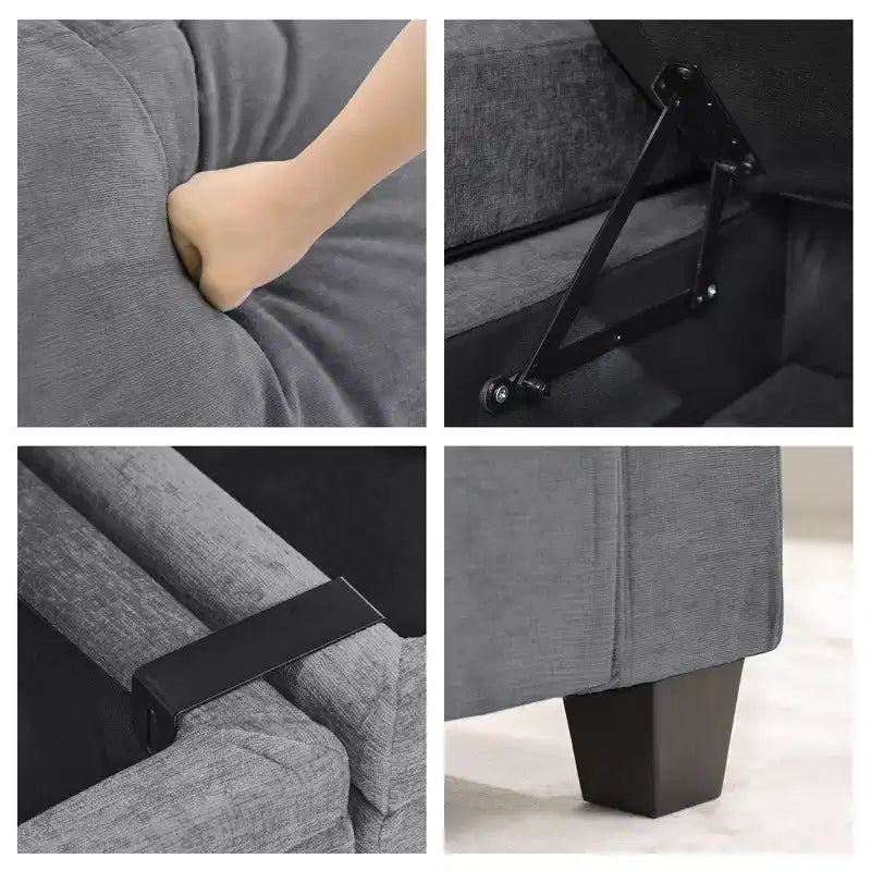 Causeuse de réception Hyleory en chenille rembourrée avec rangement pour salon ou chambre à coucher