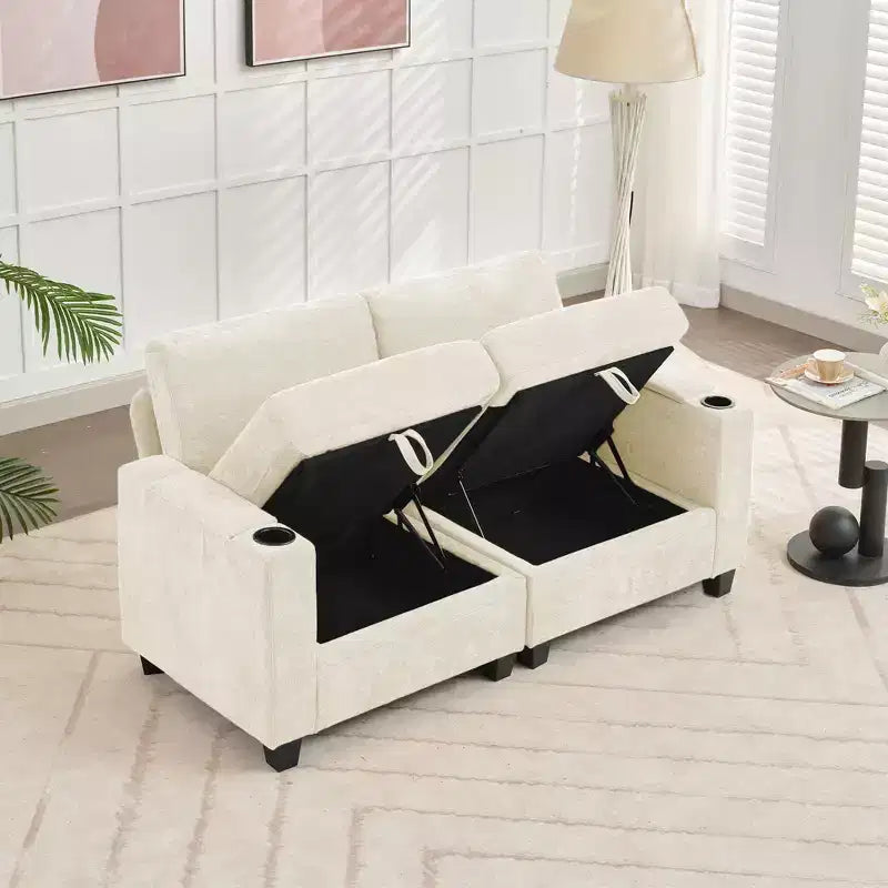 Causeuse de réception Hyleory en chenille rembourrée avec rangement pour salon ou chambre à coucher