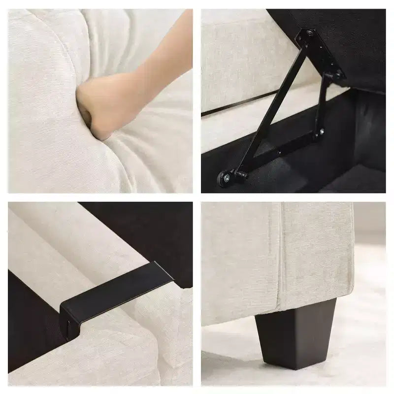 Causeuse de réception Hyleory en chenille rembourrée avec rangement pour salon ou chambre à coucher