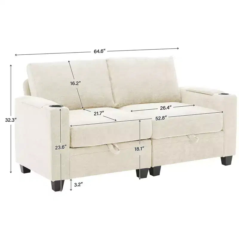 Divanetto contenitore imbottito in ciniglia Hyleory per salotto camera da letto