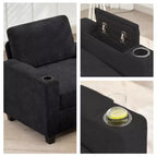 Causeuse de réception Hyleory en chenille rembourrée avec rangement pour salon ou chambre à coucher
