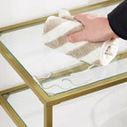 Consolle in Vetro Temperato con Struttura in Metallo e 2 Ripiani - 100L x 35P x 80H cm