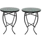 Jiallo Mosaic Art Collection Leave Green Accent Table (Set of 2)
